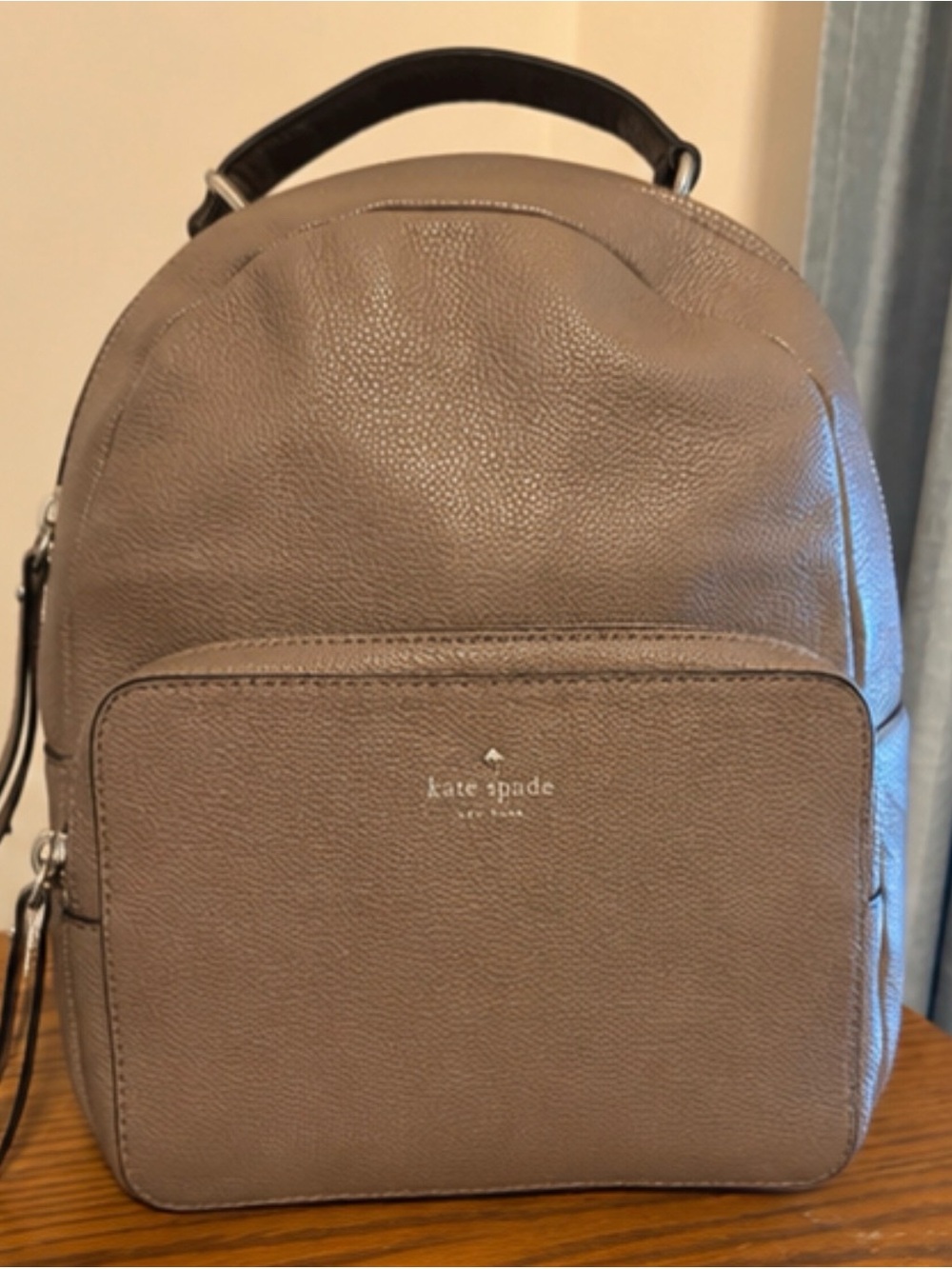 kate spade Pebbled Leather Taupe Backpack with Front Zip Pocket